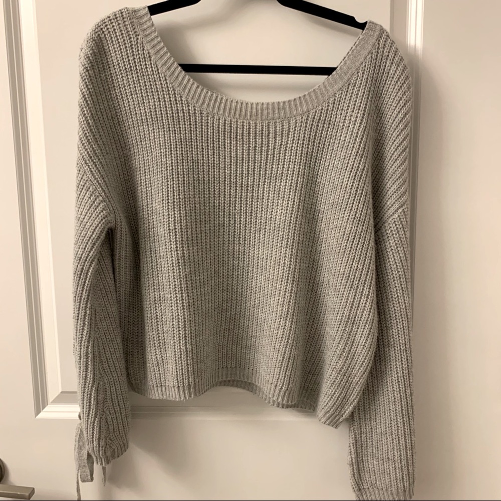 Grey bell sleeve sexy sweater